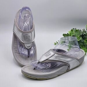 TheraShoe Therapeutic Footwear Thong Sandals Womens Large 9-10 Comfort‎ Silver